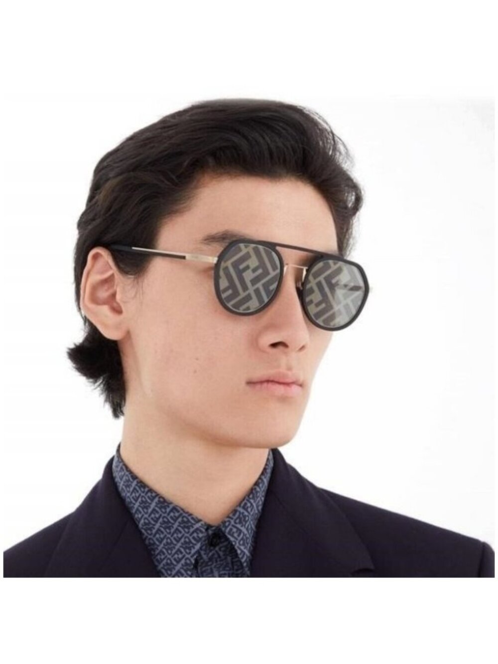 Fendi FE40040U Pattern Pilot Men's Plastic Sunglasses 02C 51 New